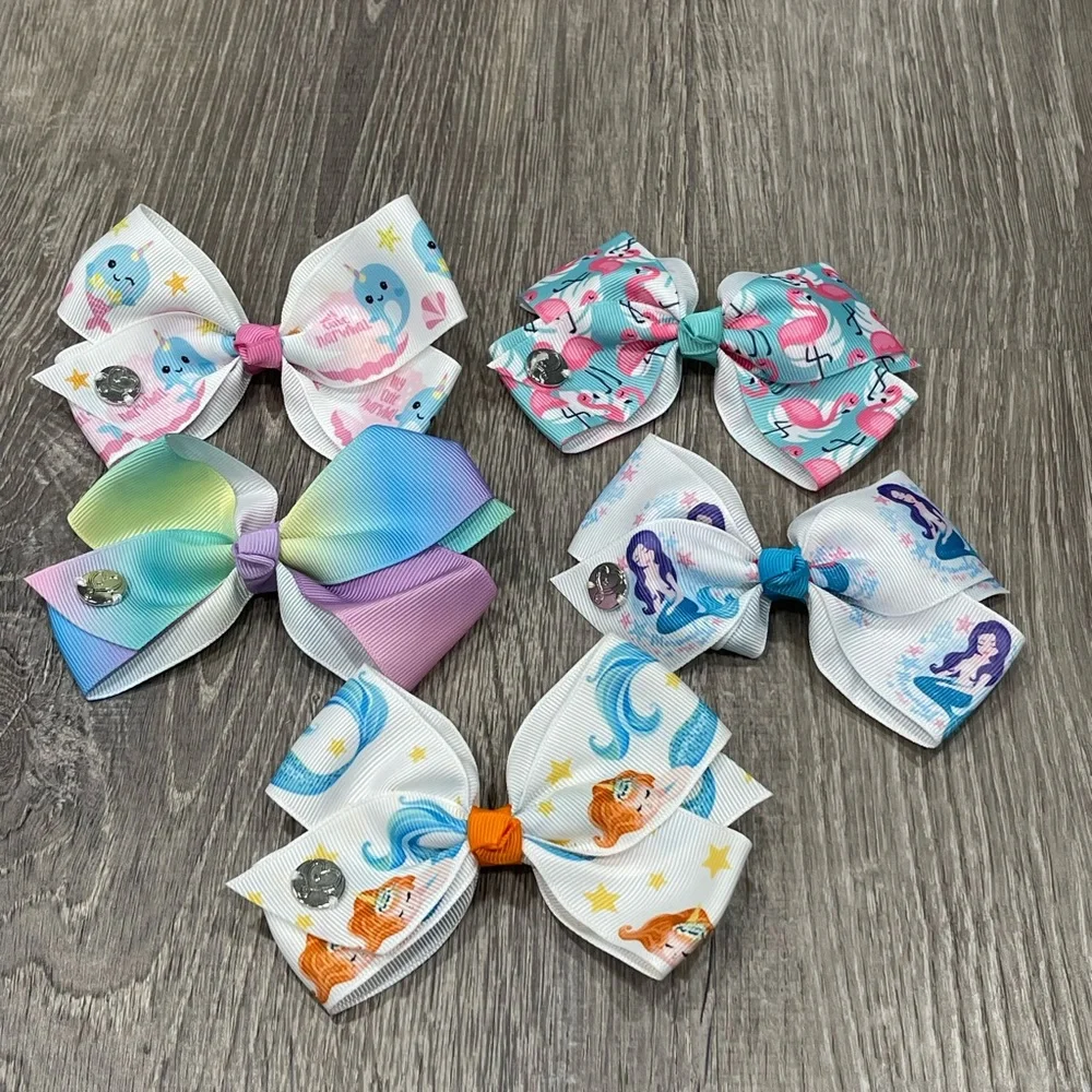 Set of 18 Girls Barrettes Colorful Unicorn Llama Bear Hearts D15